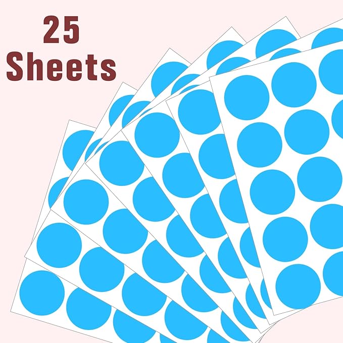 1.5" Round Colored Removable Stickers Labels - Blue,Pack of 500