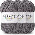 Super Soft and No Shedding Chunky Chenille Yarn for Crocheting and Knitting -Easy to Crochet with-Super Bulky #6, 3Pack of 3.5oz/82yds -Chunky Plush Yarn for Hand Craft Blanket Amigurumi Dark Grey