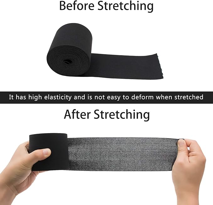 4 Inch Elastic Band for Sewing, Crafts, DIY, High Elasticity, (White 5yards, Black 5 Yards)