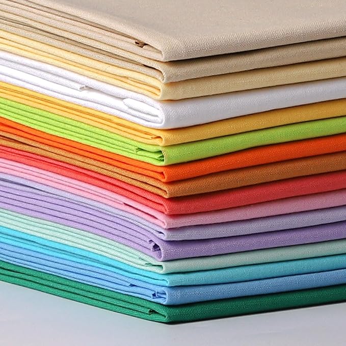 18 * 21inch Cotton Fabric Premium, Solid Precut Fabric Pure Quilting Fat Quarter Bundles Patchwork for Sewing DIY Craft (Colorful2, 16PCS)