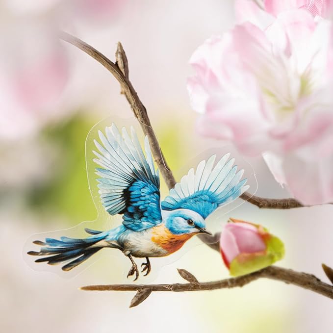 120-Piece Clear Bird & Floral Branch Sticker - Vintage Watercolor Nature Scrapbook Stickers for Scrapbooking, Journals, Art Crafts, Stationery Decoration