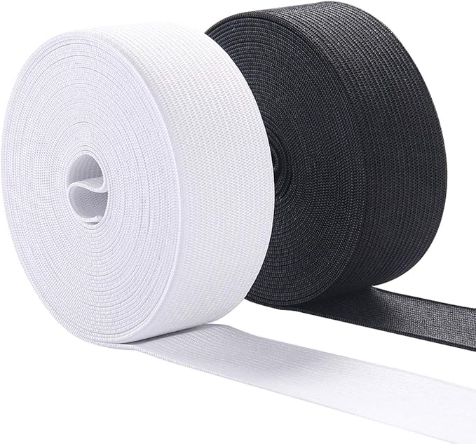 1-1/5 Inch Wide Elastic Bands Stretch High Elasticity Knit Elastic Band for Sewing Elastic By The Yard 10 Yard (5 Yard White,5 Yard Black)