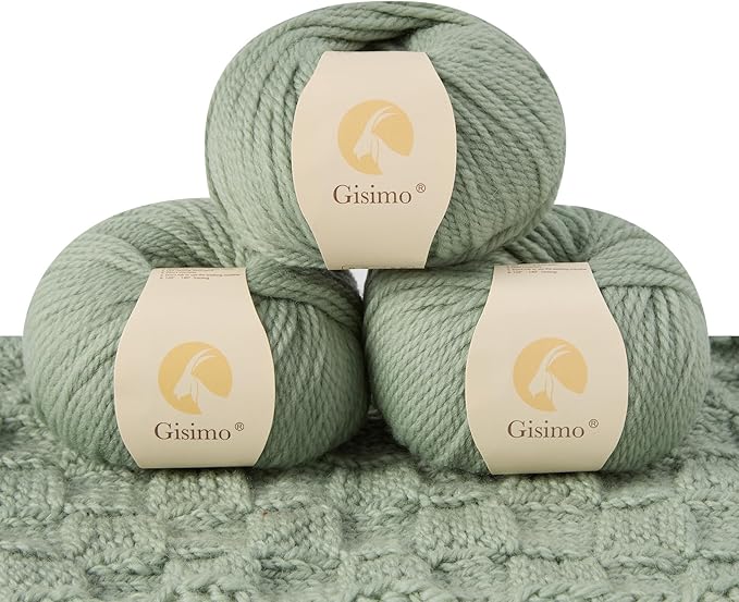 100% Merino Wool Yarn 3-Ply Luxurious and Soft Yarn for Hand Knitting & Crocheting (Ocean Green,3Balls)