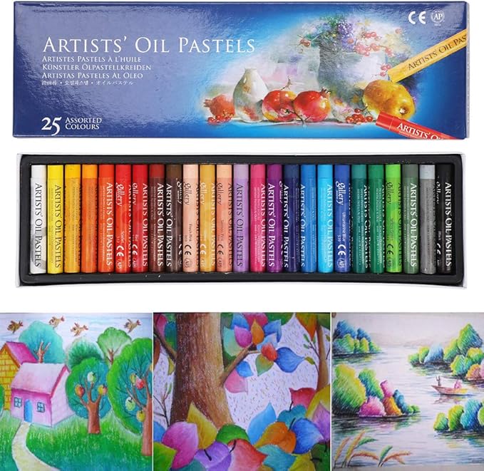 Oil Pastel Set,Professional Painting Soft Oil Pastels Drawing Graffiti Art Crayons Washable Round Non Toxic Pastel Sticks for Artist,Student,Beginner (25 Colors)