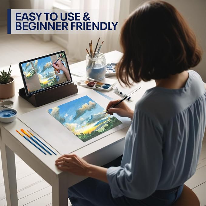 Painting4Real DIY Art Painting Kit for Adults – Learn to Paint Puerto Rico Sunrise with Video Tutorials – 9 Pieces Acrylic Paint Set for Adults – Christmas Crafts & Holiday Gifts for Art Lovers