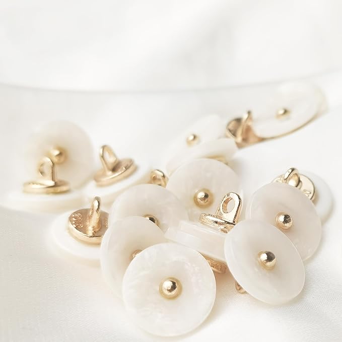 20PCS White Metal Shank Buttons, Sewing Button,Suitable for Women's Cardigans/Outerwear/Suit Decoration Buttons or Handmade DIY Projects (18mm)