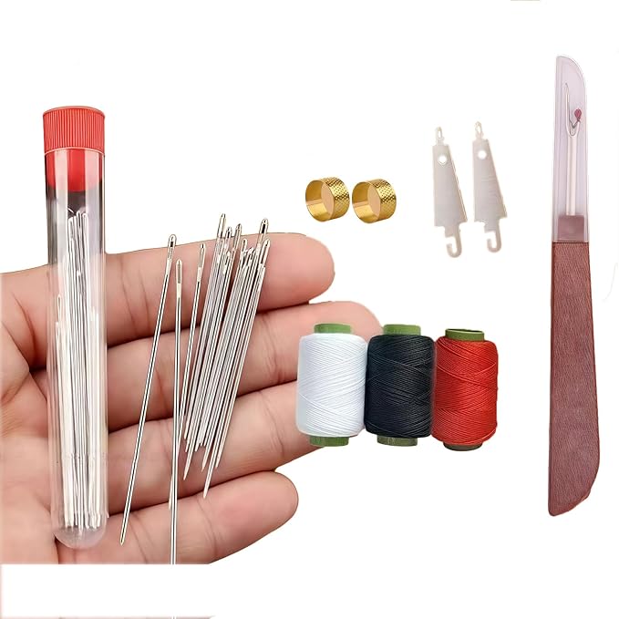 34PCS Big Eye Steel Needles Set, Long & Thin Handmade Quilting & Sewing Needles Kit for DIY Sewing, Needles Thread Hand Repair Tools, Stainless Steel Needles for Hand Sewing Kit (34PCS)
