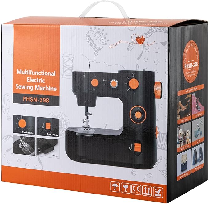 Beginner Sewing Machine, Portable Home Automatic Thread Winding Sewing Machine, Dual-Speed LED Lighting Electric Sewing Machine, Compact, Perfect for Home, DIY, and Sewing Projects POIOKLJRE