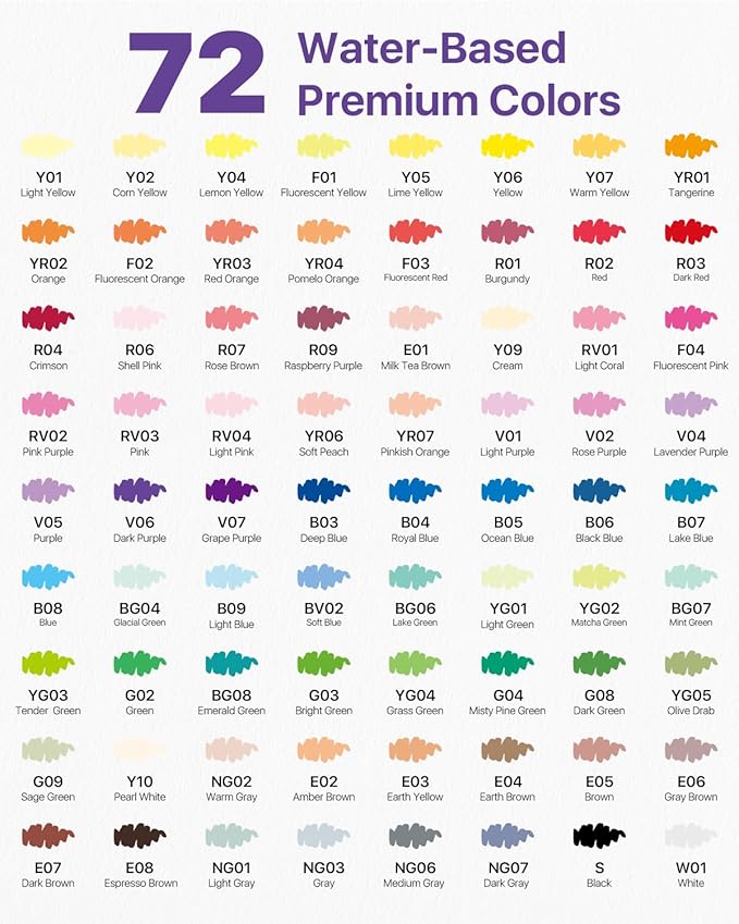 JusArt 72 Colors Acrylic Paint Markers with Canvas Bag, Water-Based No-Bleed Paint Pens with Automatic Ink Control, Waterproof Brush Tip Markers for DIY Art & Crafts -Fabric, Rock, Wood, Glass, Metal