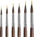 ARTIFY 6-Piece Professional Watercolor Liner Brush Set - Sable & Nylon Hybrid Extended Needle Point Detail Water Color Brushes for Fine Lines, Botanicals and Florals Painting