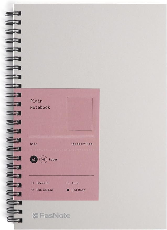 Blank Spiral Notebook 5.51 in x 8.27 in(A5), 160 Pages Blank Paper, Wirebound Sketchbook for Drawing, Notes & Creative Ideas (Old Rose)