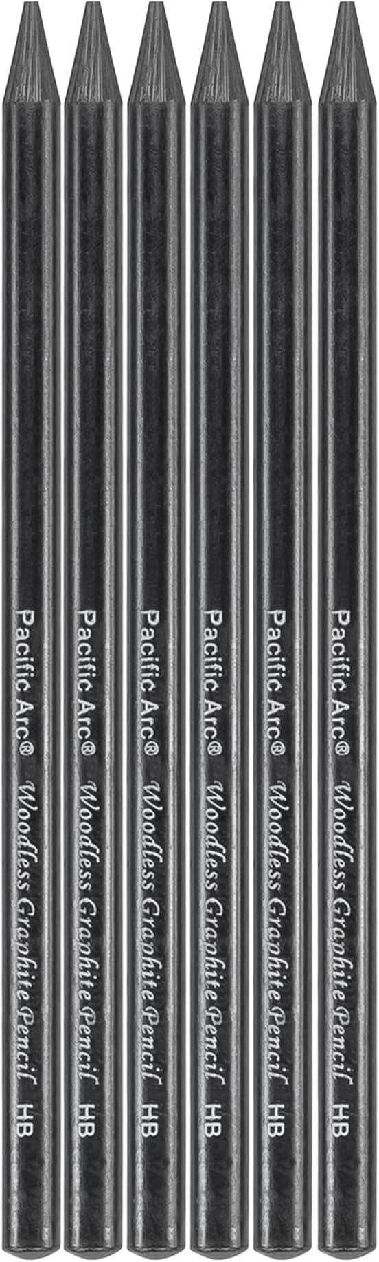 Pacific Arc Woodless Graphite Pencil 6 Pack Set, HB, for Sketching, Drawing, Coloring and Art