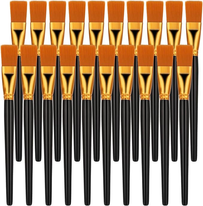 simarro 20 Pcs Flat Brush Set, 1 Inch Wide Watercolor Brushes Oil Painting Brushes, Big Paint Professional Brushes for Kids, Art Painters, Students Graffiti, Gouache, Acrylic Painting, Oil Painting