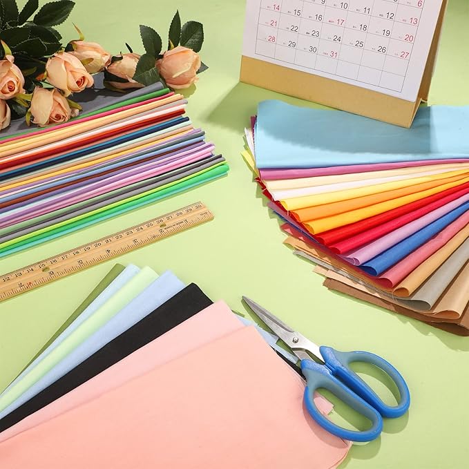 60 Pieces Solid Cotton Quilting Fabric Color Bundles Fabric Quilt Solid Quilting Squares Patchwork Sewing Craft Precut Scrap for DIY Crafts(4 x 4 Inch)