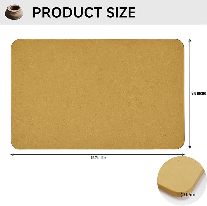 Wooden Wedging Board for Pottery - Clay Mat and Sculpting Tool for Handbuilding, Ceramics, and Crafting - Pottery Accessories for Adults (15.7inx9.8in-No Handle)
