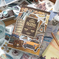 Vintage Aesthetic Washi Stickers and Papers for Scrapbooking, 50 Sheets Ephemera Book for Art Journaling with Retro Global Travel Theme Stickers and Decoupage Papers for Junk Journal