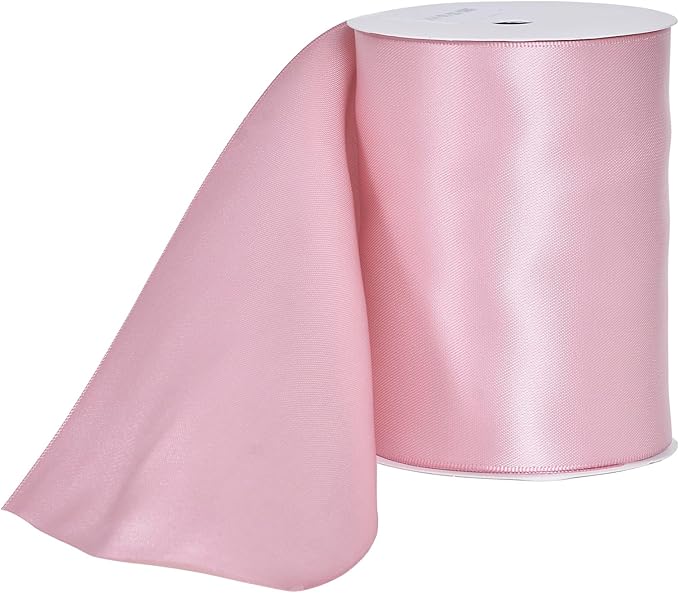 YAMA Rose Gold Double Faced Satin Ribbon, 4 Inch 5 Yards, Dusty Pink Ribbon Great for Crafts Bows Flower Bouquet Wedding Home Decor Gift Wrapping