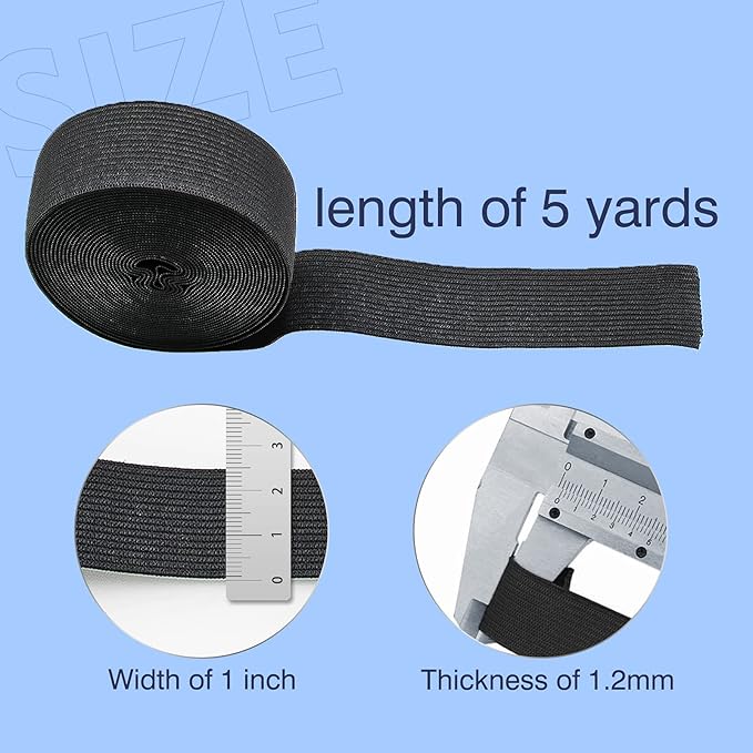 1 Inch Elastic Band for Sewing, Soft Comfortable, High Elasticity, Knit Elastic Strap for Sewing Clothes and Pants Waistband Wig Crafts DIY (Black 5 Yards+White 5 Yards)