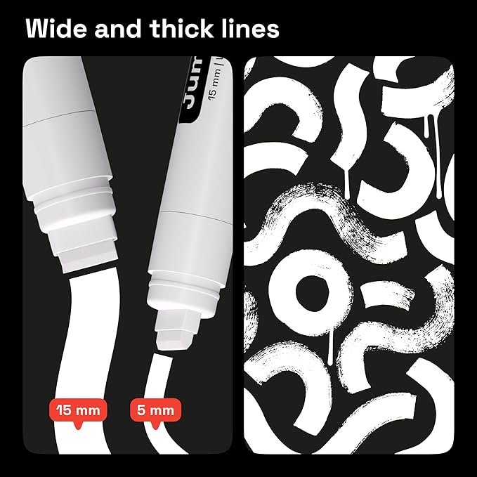 ARTISTRO 5 White Paint Pen for Glass Marking, Rock Painting, Ceramic, Wood, Tire, Fabric, Metal, Canvas - Set of 5 Acrylic Paint Markers Water-based - Jumbo Tip