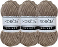 Soft Velvet Yarn Chenille Yarn for Crocheting Super Bulky 3x100g (3x75 yds) Baby Blanket Yarn for Knitting Amigurumi Yarn for Crochet Weaving Craft (Brown, 3 Skeins)