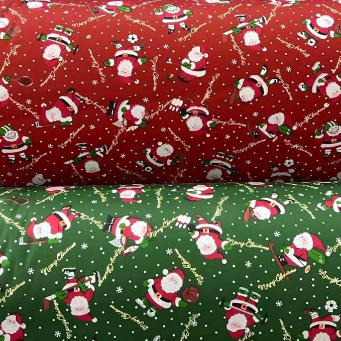 Christmas Layer Cake Fabric - 48 Pcs 10x10 Inch Precut Squares for Quilting | 100% Cotton with Festive Santa,Sock,and Tree in Red and Green(8 Patterns,6 Each)