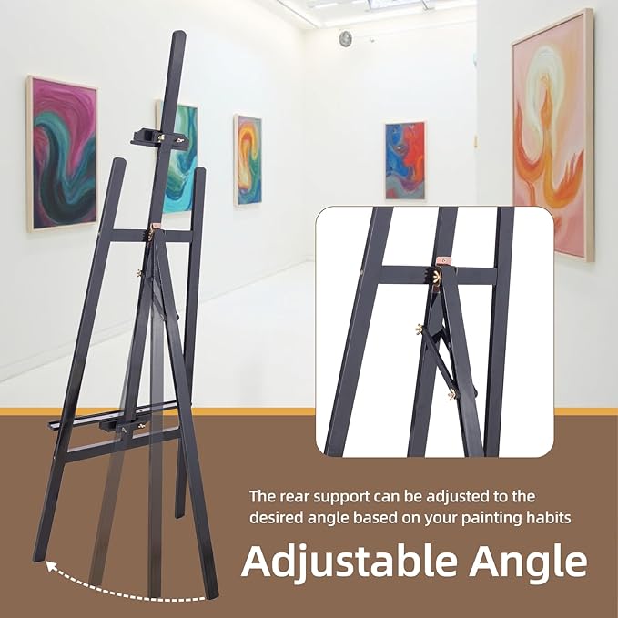 Falling in Art Easel Stand for Painting, Adjustable Wooden Easels for Painting Canvas Up to 42", Folding Art Easel for Drawing, Wedding Sign and Poster, Suitable for Kids and Adults(Black)