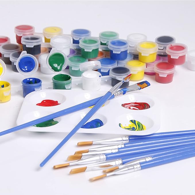 UPINS 30 Pcs 9mm Wide Flat Paint Brushes, Acrylic Small Brush Bulk for Detail Painting