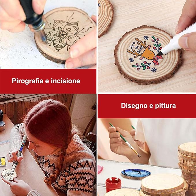 Wood Slices Wooden Discs for Crafts 3.1-3.5 Inch, 22 Pcs