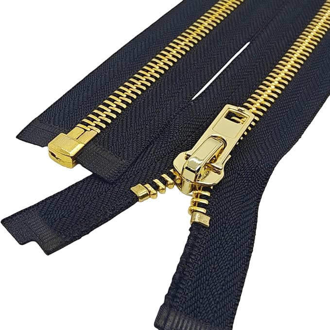 MebuZip #8 26 Inch Gold Teeth Separating Jacket Zipper Right Handed Zipper Heavy Duty Metal Zippers for Men's Jackets Coats Sewing (26" RH)