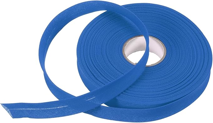 MECCANIXITY 3/4 Inch Single Fold Bias Tape Polyester Continuous Bulk Bias Tape for Sewing, Seaming Quilting Hemming Binding Crafts (Bright Blue 25 Yards)