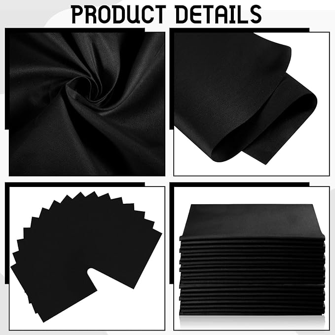 Breling 50 Pcs 10 x 10 Inch Cotton Fabric Bundle Squares Precut Fabric Squares for Sewing Making Quilts for Craft Lovers (One Size,Black)