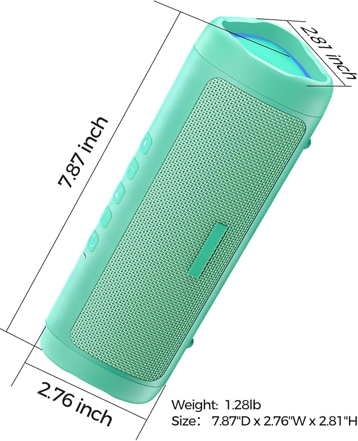 Bluetooth Speaker with HD Sound, Portable Wireless, IPX5 Waterproof, Up to 20H Playtime, TWS Pairing, BT5.3, for Home/Party/Outdoor/Beach, Electronic Gadgets, Birthday Gift (Teal)