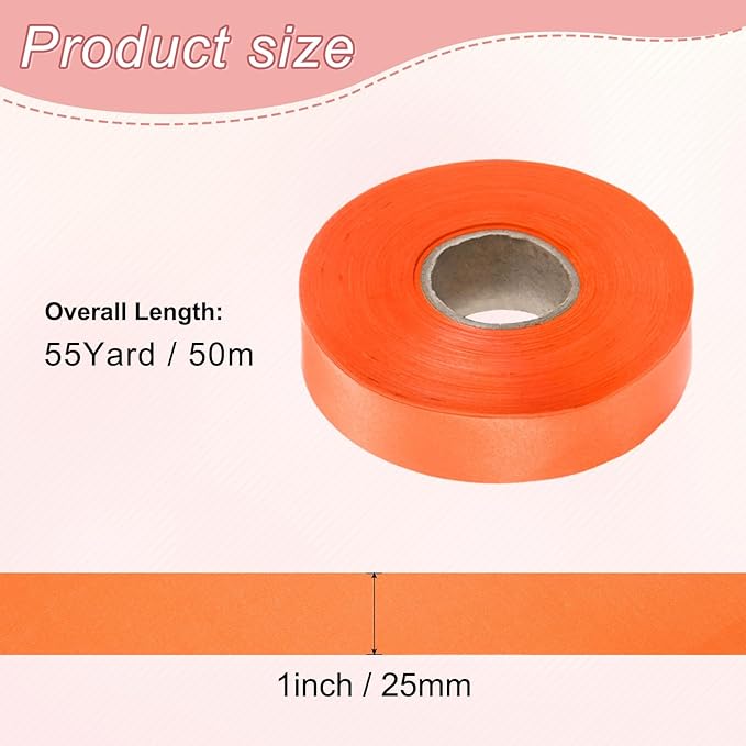 M METERXITY 1-Pack Extra Wide Single Fold Bias Tape, 1 Inch x 55 Yards Satin Bias Tape for Sewing/Seaming/Quilting/Hemming/DIY Crafts/Quilt Binding [Orange]