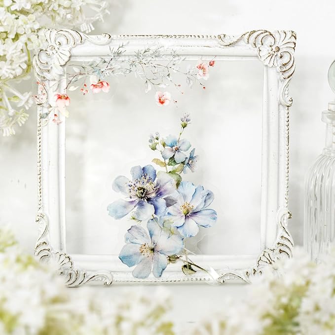120 PCS Pastel Watercolor Nature Floral Botanical Stickers - Elegant Scrapbooking Supplies Vintage Flower Stickers for Journals, Christmas Decoration, Wedding Card, Wedding Planner