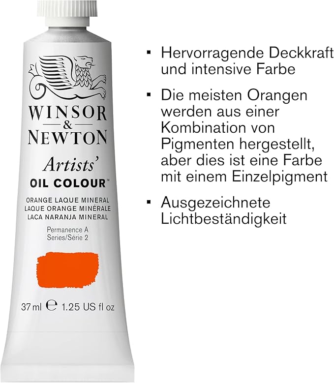 Winsor & Newton Artists' Oil Color, 37ml (1.25 oz) Tube, Orange Laque Mineral