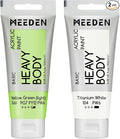 MEEDEN Acrylic Paint Yellow Green Light: 100ml/3.38oz Heavy Body Acrylic Paint Tube Bundled with Additional Titanium White Color for Art Craft Painting