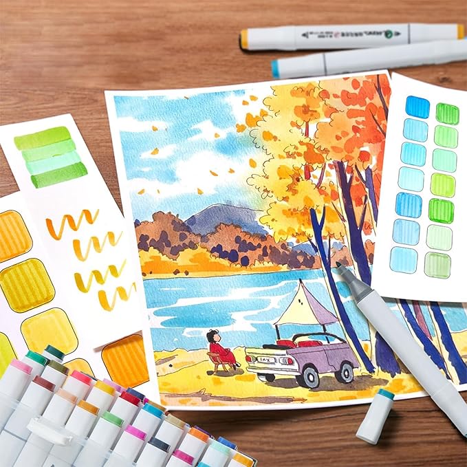 Marie's Alcohol Marker,80 Colors Dual Tip Art Markers for Adults Kids Marker Pens with Holder and Case for Painting Supplies Perfect for Painting,Coloring Illustration,Sketching and Drawing