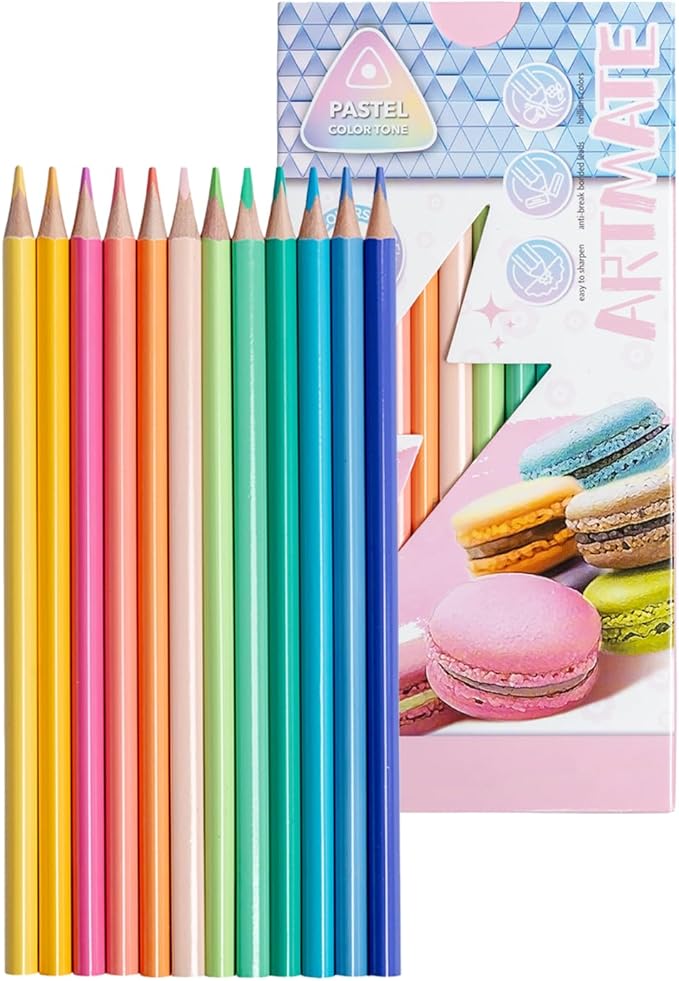 Colored Pencils Set, Neon, Pastel, Classic, Metallic, Skin Tone, Pre-Sharpened Coloring Pencils for Adults, Kids Beginners, Drawing, Sketching, Shading, Blending, Art Supplies (Pastel Color)