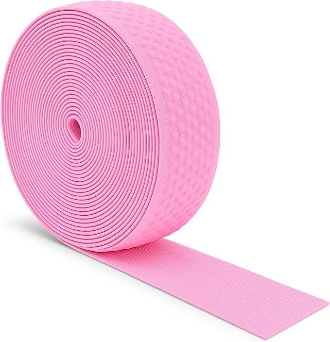 Mandala Crafts 1.5 Inch Elastic Silicone Gripper Tape for Clothing - 10 Yds Dotted Non Slip Elastic Band for Sewing - Pink Silicone Flat Fabric Stretchy Ribbon Straps