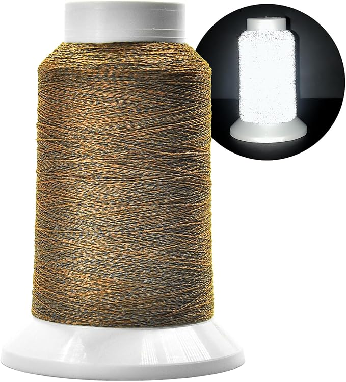 Reflective Embroidery Thread,Embroidery Machine Thread in Brown,Single Reel of 1000M(1093Y),Polyester Embroidery Thread for Embroidery