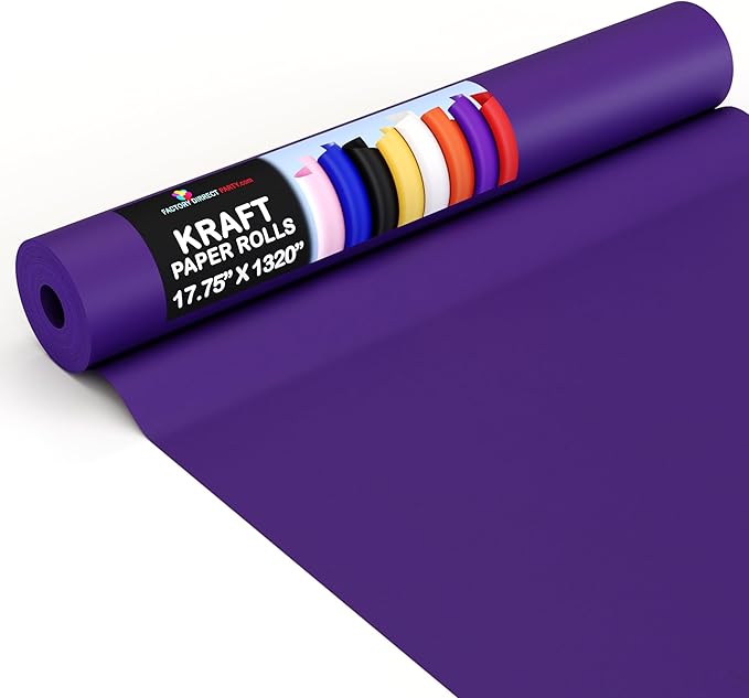 Crown Display Purple Kraft Paper Roll - 17.75" X 1320" (110' Ft), Perfect for Shipping & Packing, Craft Supplies