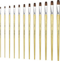 XDT#166 Bright Artist Paint Brush 12 Piece Set, Red Sable Flat Paint Brushes for Watercolor, Acrylic, Oil and Canvas Painting