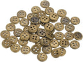 HARFINGTON 50pcs 16L Plastic Sewing Buttons 10mm 3/8" 4-Hole Round Replacement Craft Button for Coats Sewing Clothing and DIY, Bronze