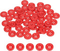 HARFINGTON 50pcs Sewing Button 15mm (5/8 Inch) 4 Holes Resin Thickened Round Crafting Replacement Buttons for Clothing DIY Crafts Decoration, Red