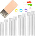 40PC Large & Medium Eye Sewing Needles - 8 Sizes, Embroidery & Leather, Stainless Steel Yarn Needles with Threaders & Stitch Markers (Rose Gold)