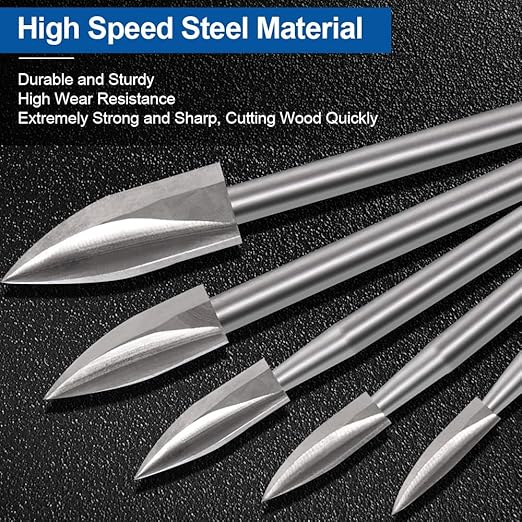 Wood Carving Drill Bits Set for Dremel Rotary Tool 5Pcs Engraving Drill Bits Woodworking Accessories with 1/8” Shank for DIY Woodcrafts Carving Engraving Grinding Drilling Micro Sculpture