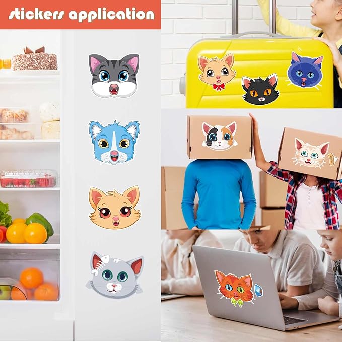 24 Sheets Cats Stickers for Kids, Make a Cat Face Stickers, Make You Own Cats Stickers Animal Stickers for Kids, Birthday Gift Party Favors Supplies Teacher Art Craft, Games School Activity Reward