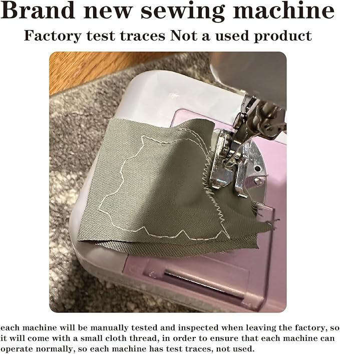Sewing Machine for Beginners, Portable Mini Sewing Machine with 50 Pcs Fabric and 32 Pcs Sewing Threads Kit, 12 Built-in Stitches 2 Speed with Foot Pedal