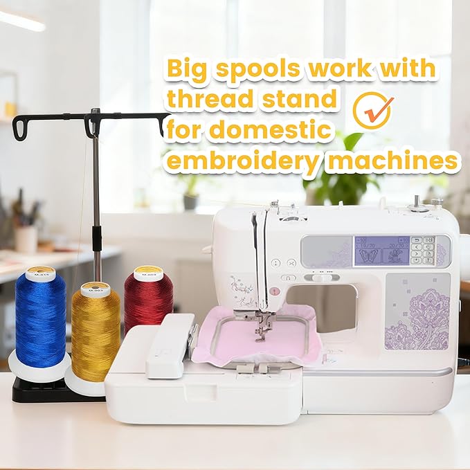 New brothread Single Huge Spool Metallic Embroidery Machine Thread 2500M (2735Y) Each for Commercial and Domestic Embroidery Machines - Christmas Green M-013