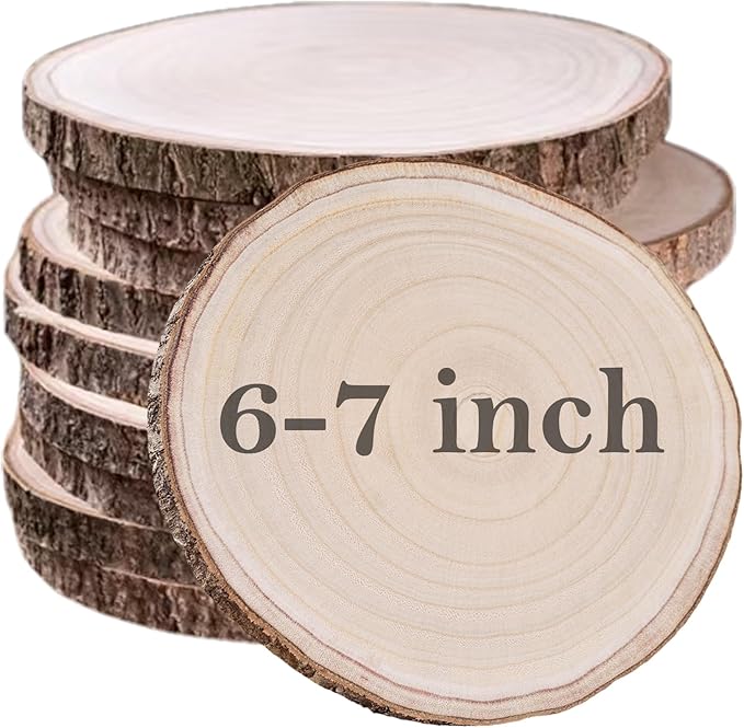 10 Pcs Natural Paulownia Wood Slices 6-7 Inches,Wood Slices for Centerpieces Table Decorations,Unfinished Rounds Wood for Crafts,Wood Slice for Rustic Wedding Decoration Projects